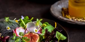 Colorful Herb Salad with Chamomille Dressing