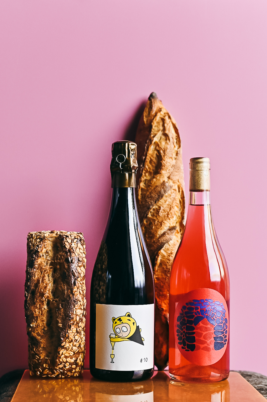 Natural winde with fresh baked sourdough bread
