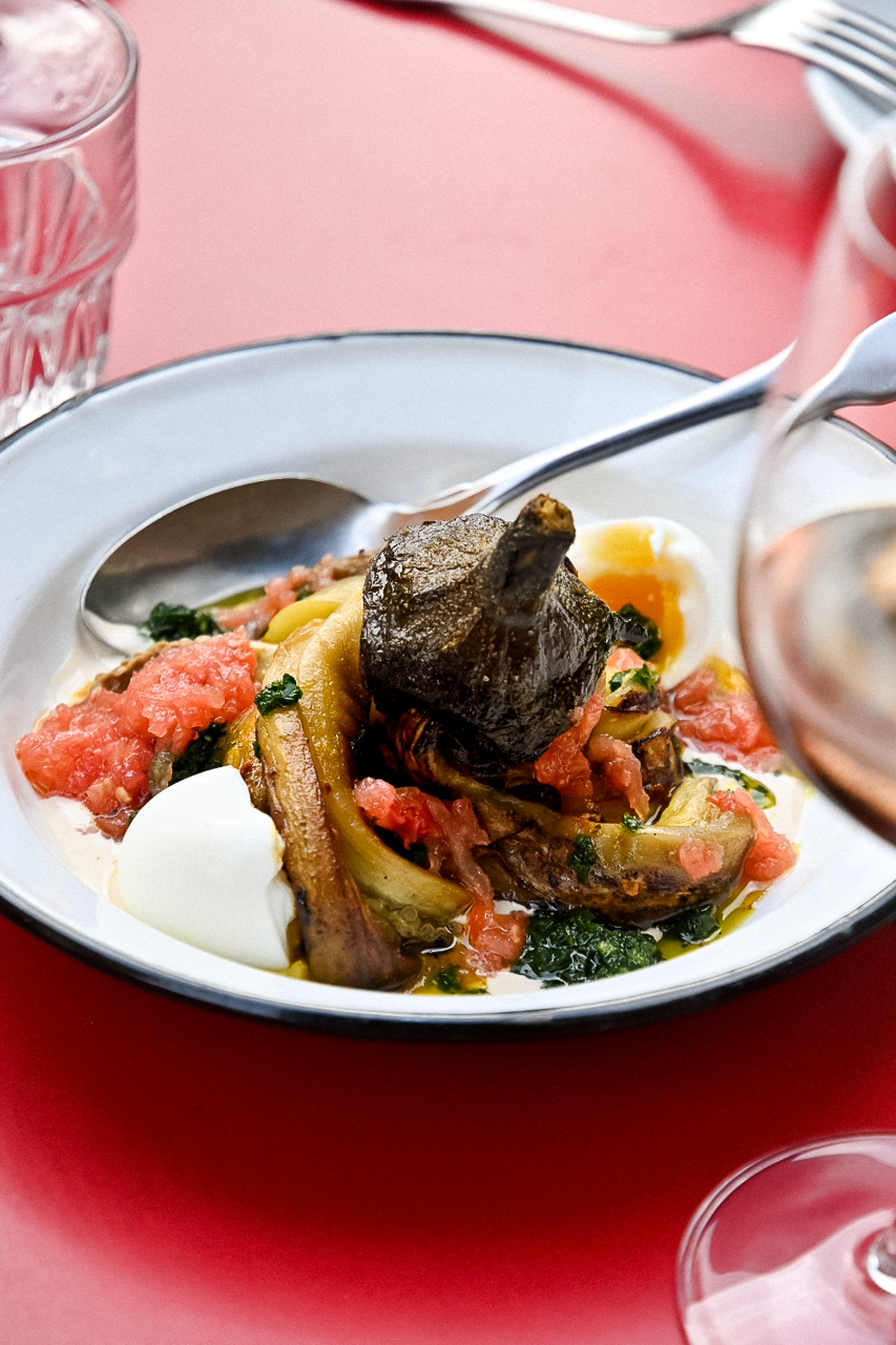 Eggplant roast with sauce, Neni Restaurant, Zurich at 25h Hotel