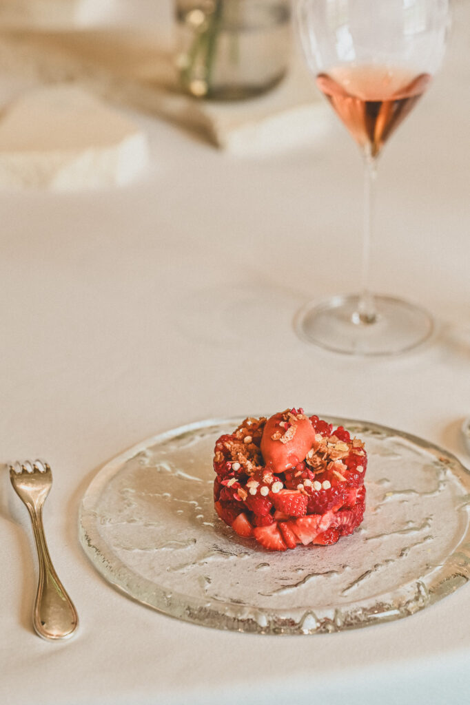 Dessert with berries and paprika  by Valerie Radou  for Maison Ruinart