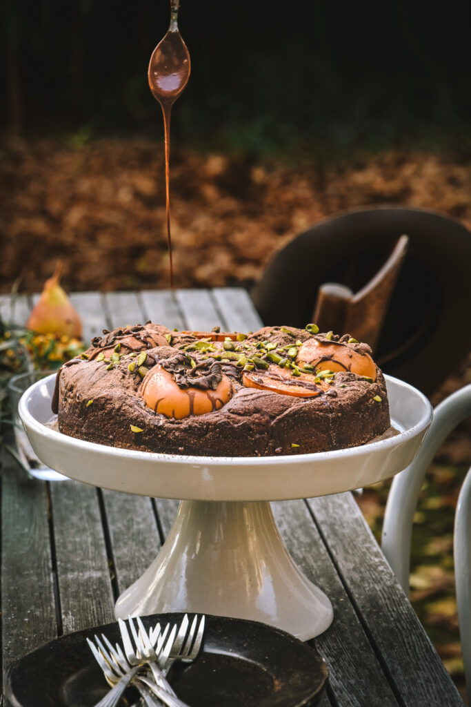 Persimmon cake with drizzle